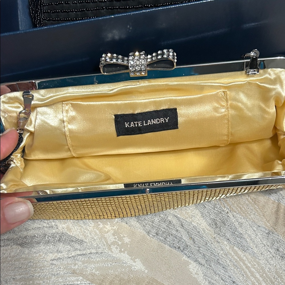 Kate Landry Gold Sequin Chain Clutch - Picture 2 of 7